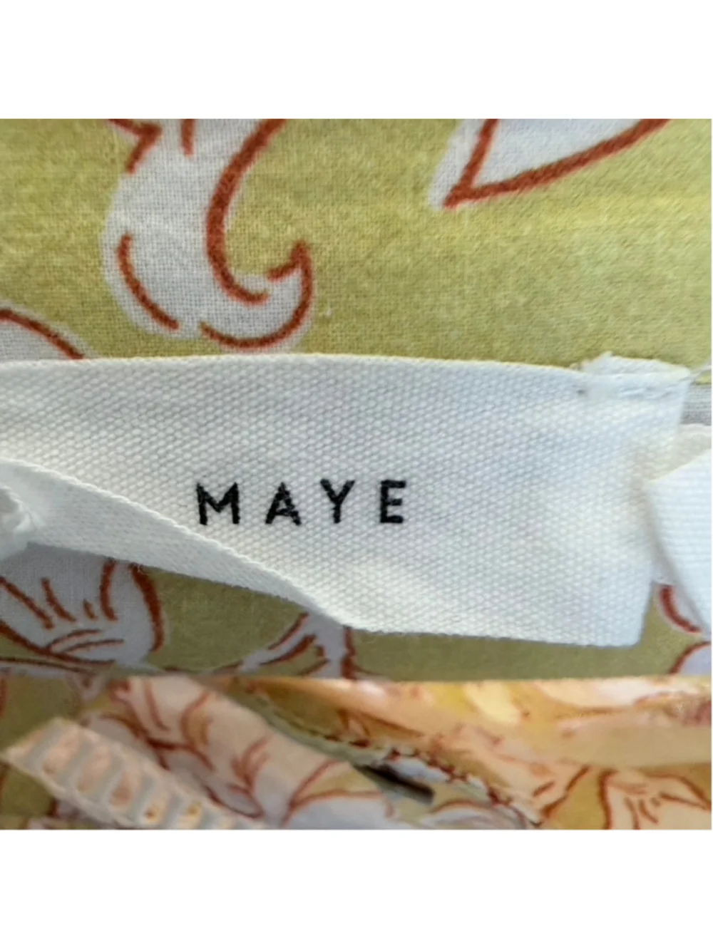MAYE Paloma Shirt Havana Print Yellow Floral Cotton Pintuck Blouse Boho Size S